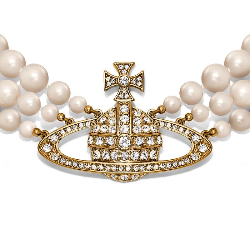Vivienne Westwood Three Row Pearl Bas Relief Choker image number 1